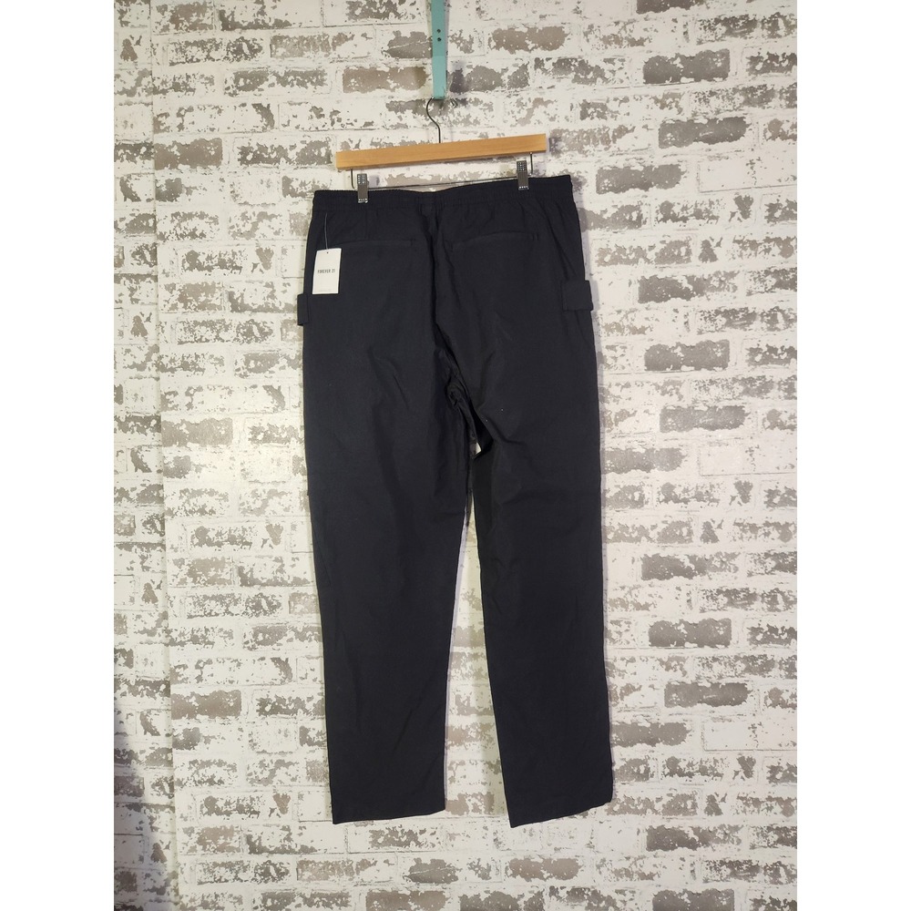 Forever 21 Men Jogger Pants XL Black Cargo Snap Button Ankle Athleisure Comfort - Picture 6 of 16